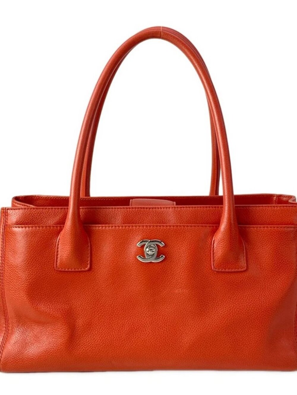CHANEL Executive Tote Line A29293 Orange Grained Calf Leather Tote Bag